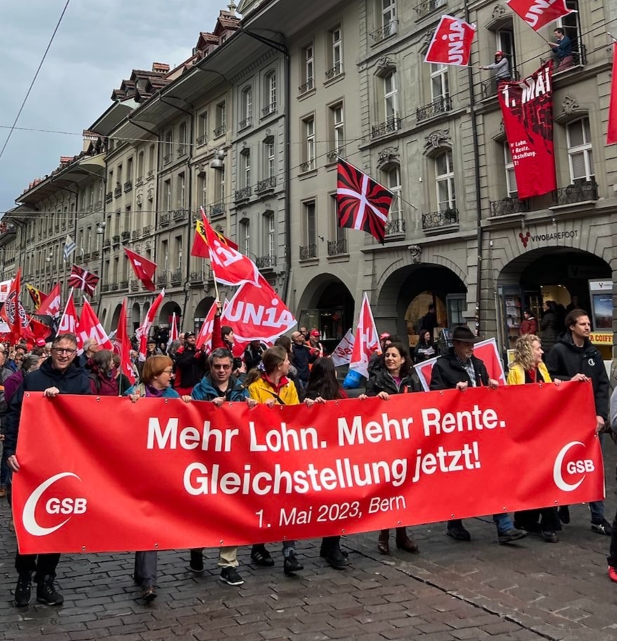 Foto von der 1. Mai Demonstration von 2023 in Bern